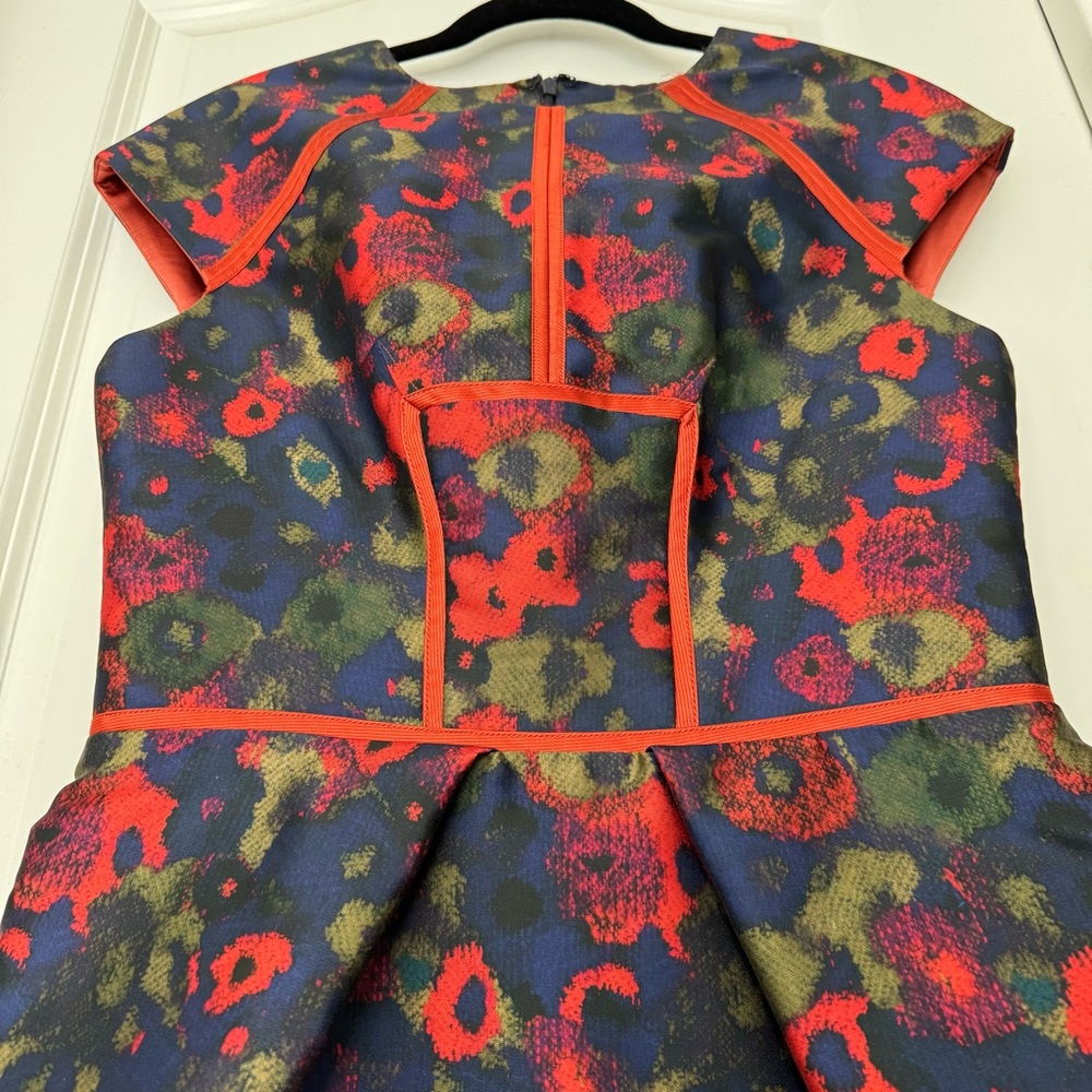 Lela Rose Red and Blue Floral Midi Dress - Picture 7 of 9